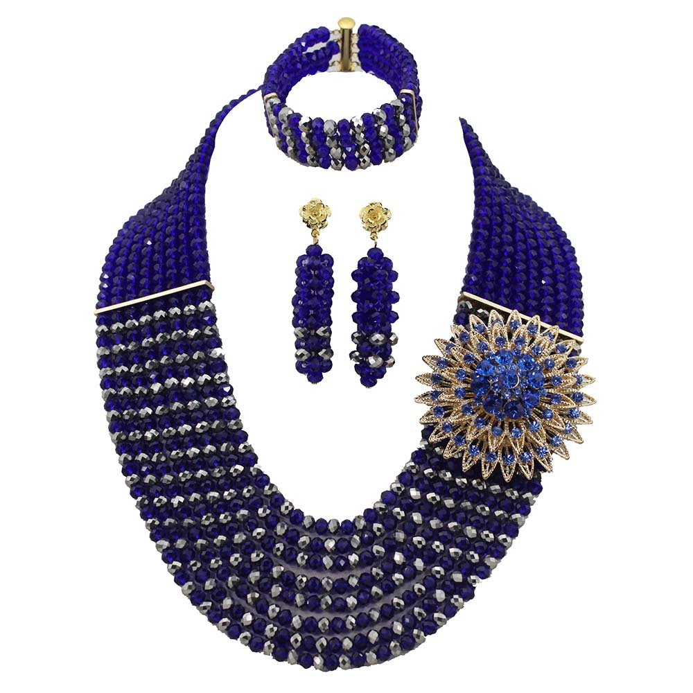 Amazon.co.jp: AfricanBeads 8rowsロイヤルブルークリスタルビーズ